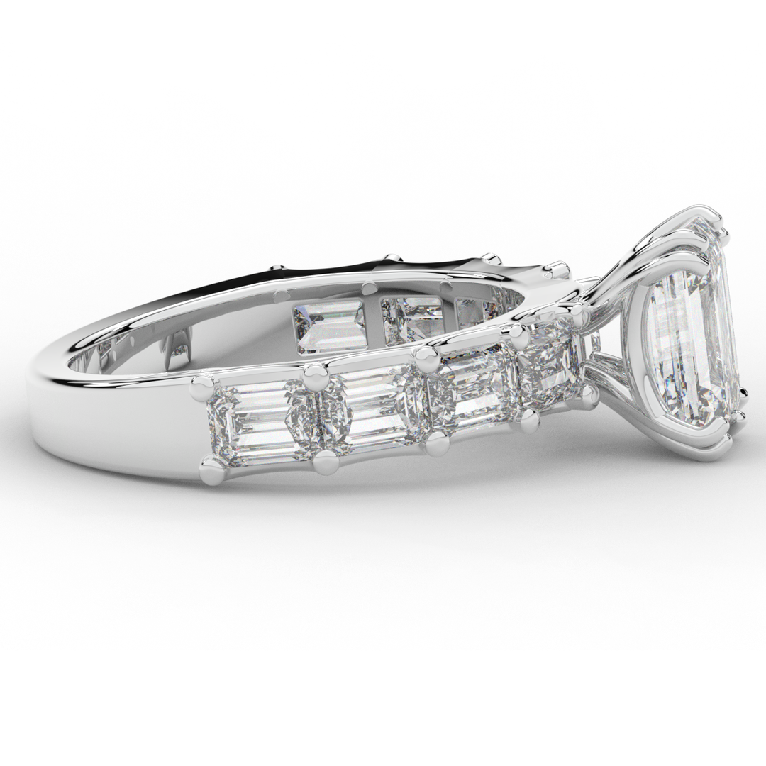 3.75CT.TW EMERALD CUT LAB DIAMOND SOLITAIRE ENGAGEMENT RING - Nazarelle