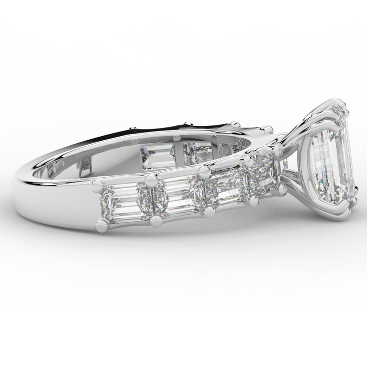 3.75CT.TW EMERALD CUT LAB DIAMOND SOLITAIRE ENGAGEMENT RING - Nazarelle