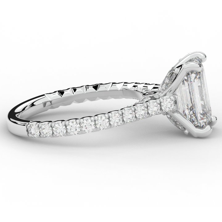 2.70CT.TW EMERALD CUT LAB DIAMOND SOLITAIRE ENGAGEMENT RING - Nazarelle