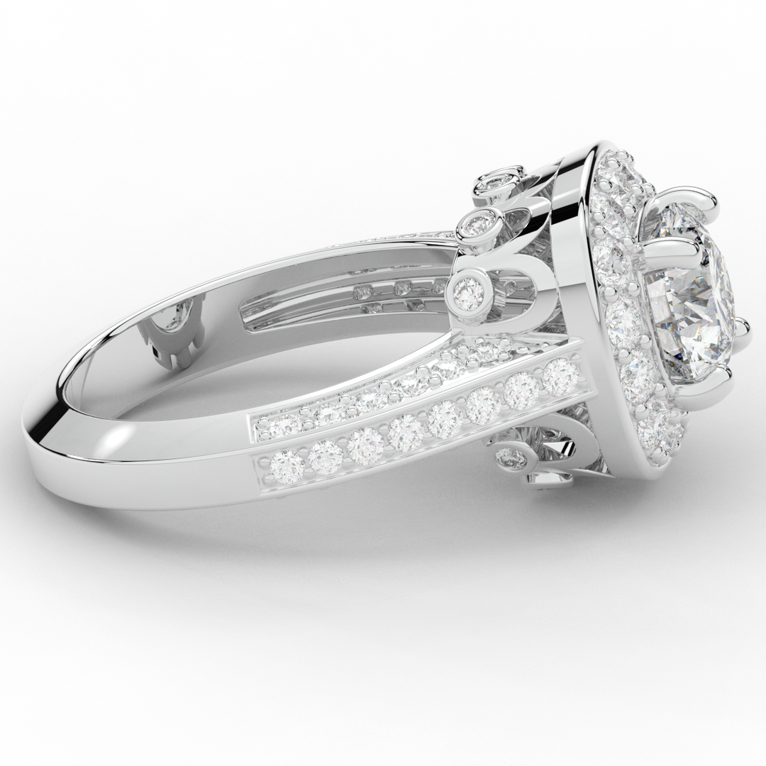 1.50CT.TW ROUND LAB DIAMOND HALO ENGAGEMENT RING - Nazarelle