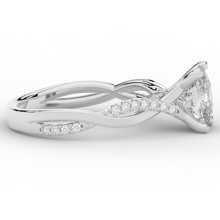 1.70CT.TW CUSHION LAB DIAMOND TWIST BAND ENGAGEMENT RING - Nazarelle