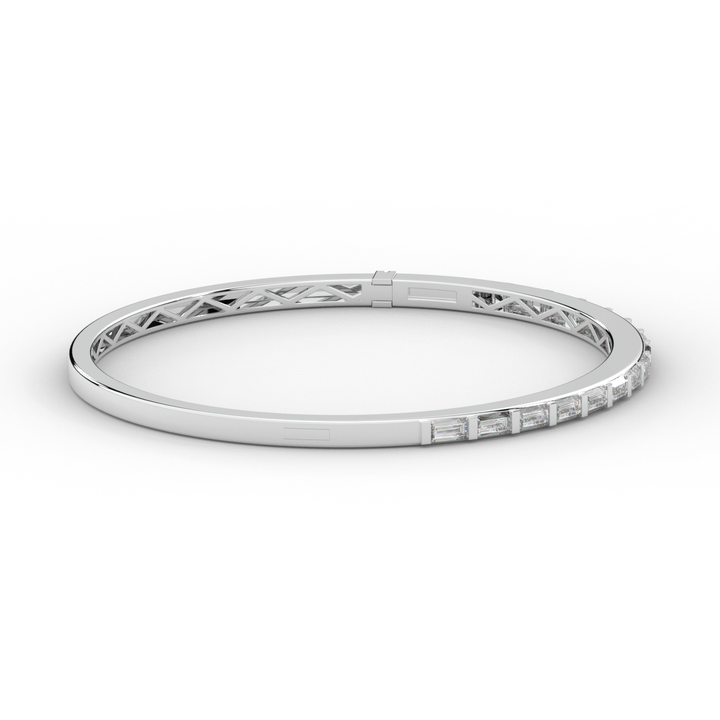 1.50CT.TW BAGUETTE LAB DIAMOND SHARED PRONG BANGLE - Nazarelle