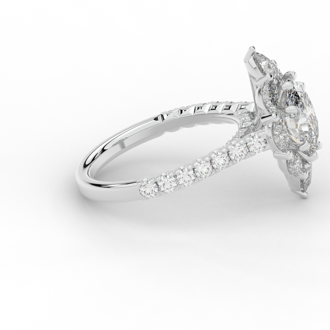 2.75CT.TW OVAL LAB DIAMOND HALO ENGAGEMENT RING - Nazarelle
