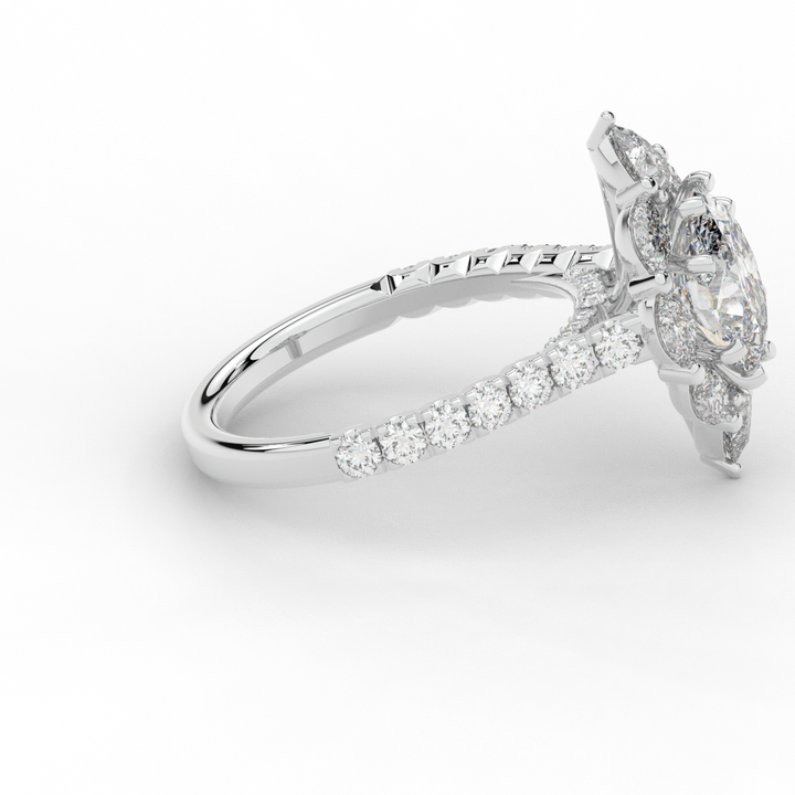 2.75CT.TW OVAL LAB DIAMOND HALO ENGAGEMENT RING - Nazarelle