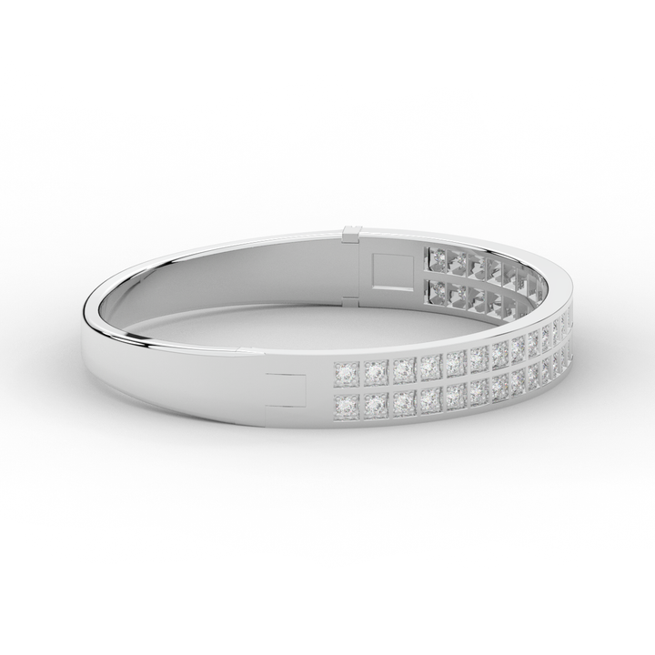 2.00CT.TW ROUND LAB TWO ROW DIAMOND BANGLE - Nazarelle