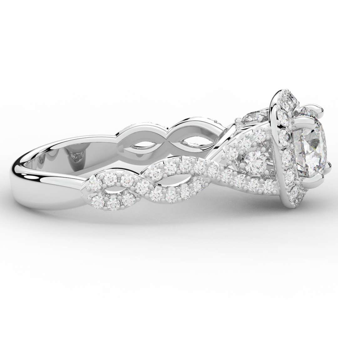 1.30CT.TW ROUND LAB DIAMOND HALO ENGAGEMENT RING - Nazarelle
