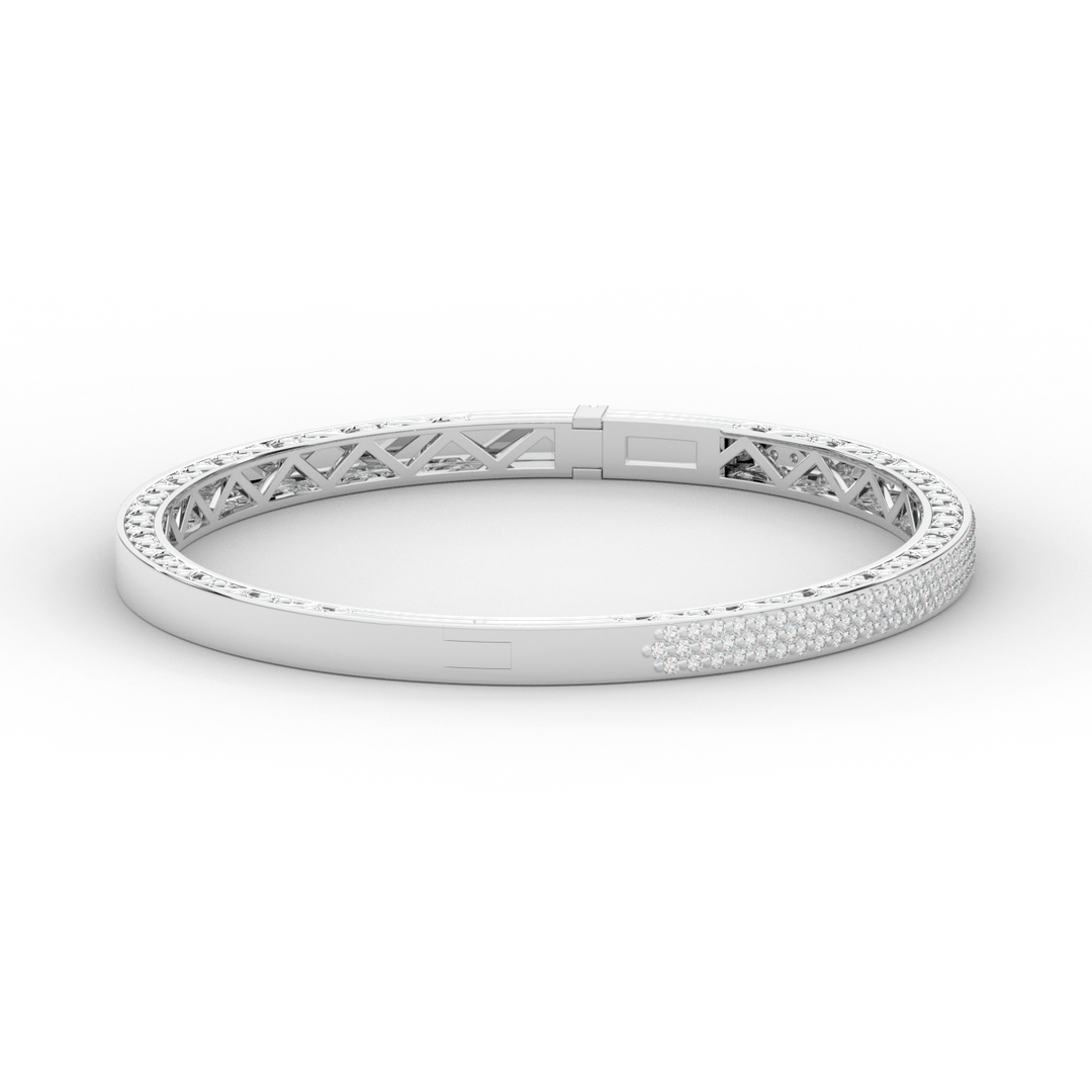 0.75CT.TW 3 ROW ROUND LAB DIAMOND  BANGLE - Nazarelle