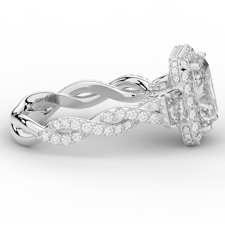 4.70CT.TW RADIANT LAB DIAMOND 3 STONE ENGAGEMENT RING - Nazarelle