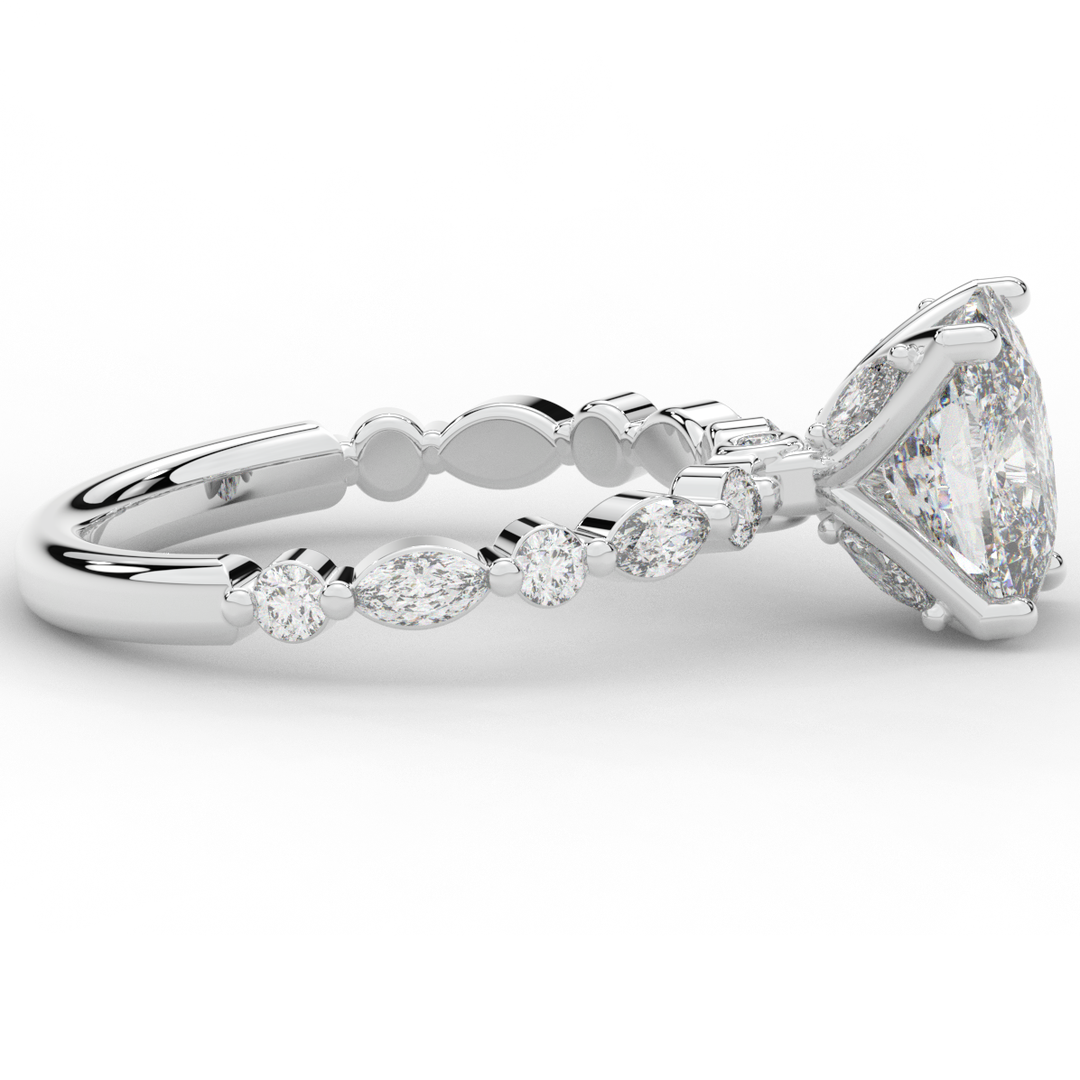 2.60CT.TW CUSHION LAB DIAMOND SOLITAIRE ENGAGEMENT RING - Nazarelle