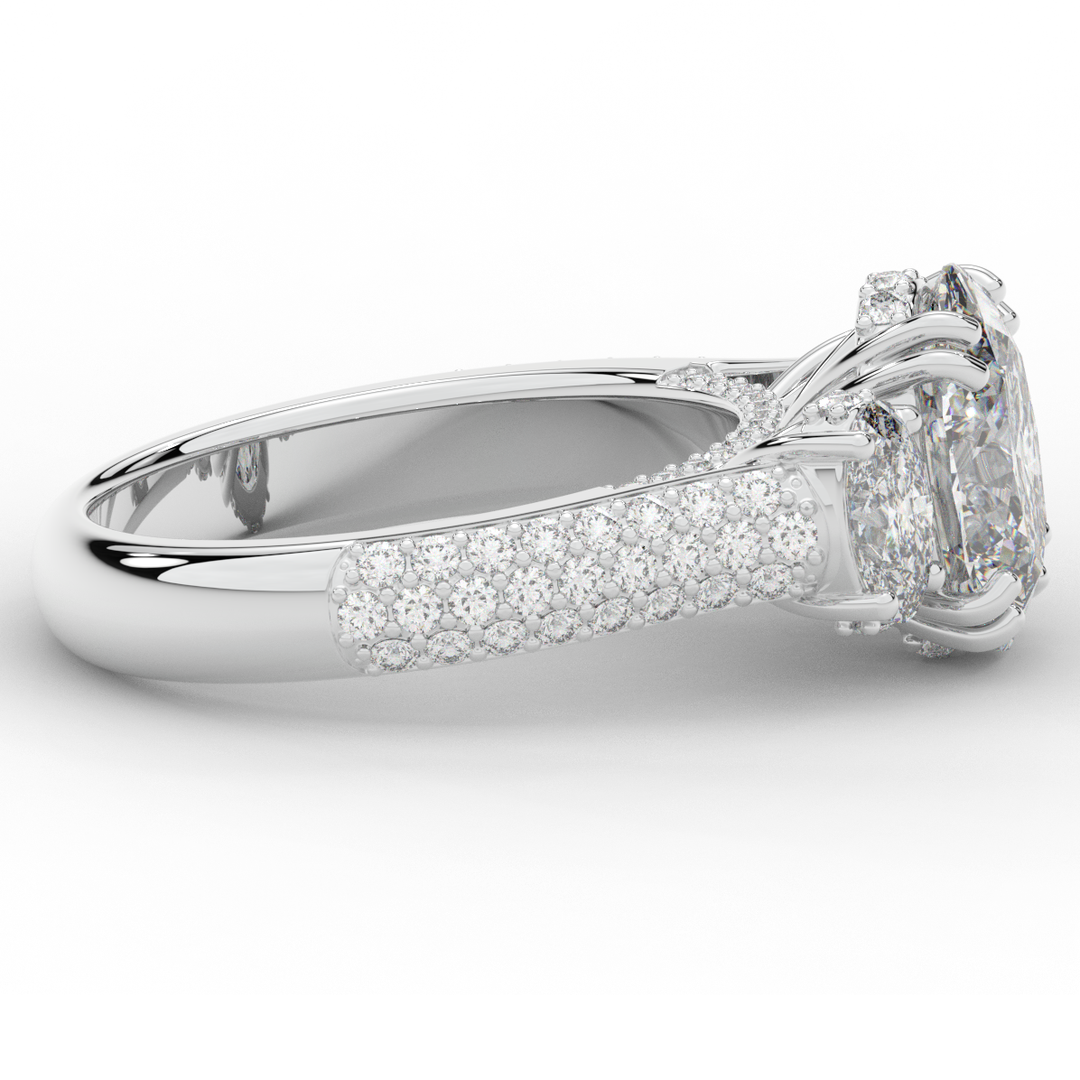 3.70CT.TW OVAL LAB DIAMOND 3 STONE ENGAGEMENT RING - Nazarelle