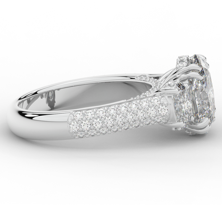 3.70CT.TW OVAL LAB DIAMOND 3 STONE ENGAGEMENT RING - Nazarelle