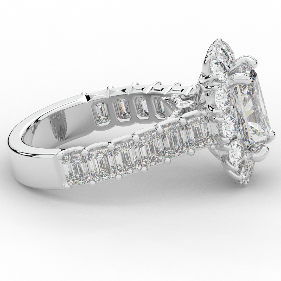 6.00CT.TW RADIANT LAB DIAMOND HALO ENGAGEMENT RING - Nazarelle