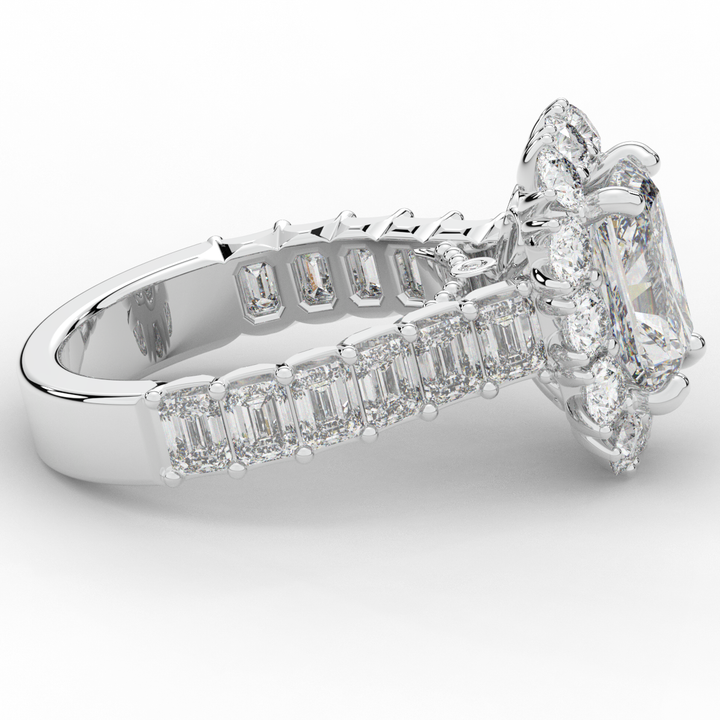 6.00CT.TW RADIANT LAB DIAMOND HALO ENGAGEMENT RING - Nazarelle