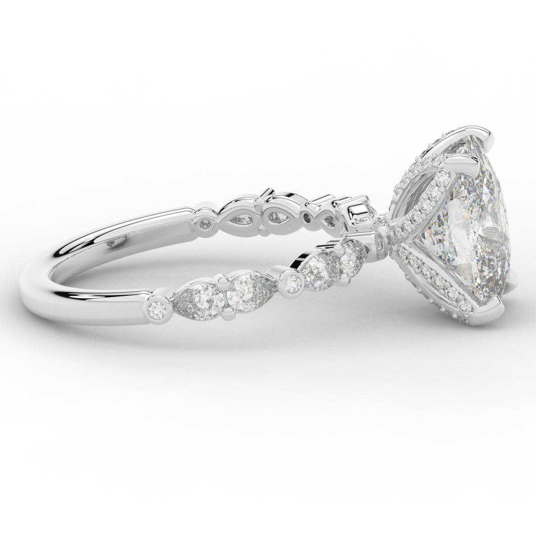 3.60CT.TW CUSHION LAB DIAMOND SOLITAIRE ENGAGEMENT RING - Nazarelle