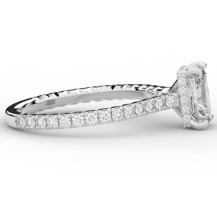 2.10CT.TW RADIANT LAB DIAMOND UNDERHALO SOLITAIRE ENGAGEMENT RING - Nazarelle