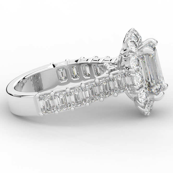 6.00CT.TW EMERALD CUT LAB DIAMOND HALO ENGAGEMENT RING - Nazarelle