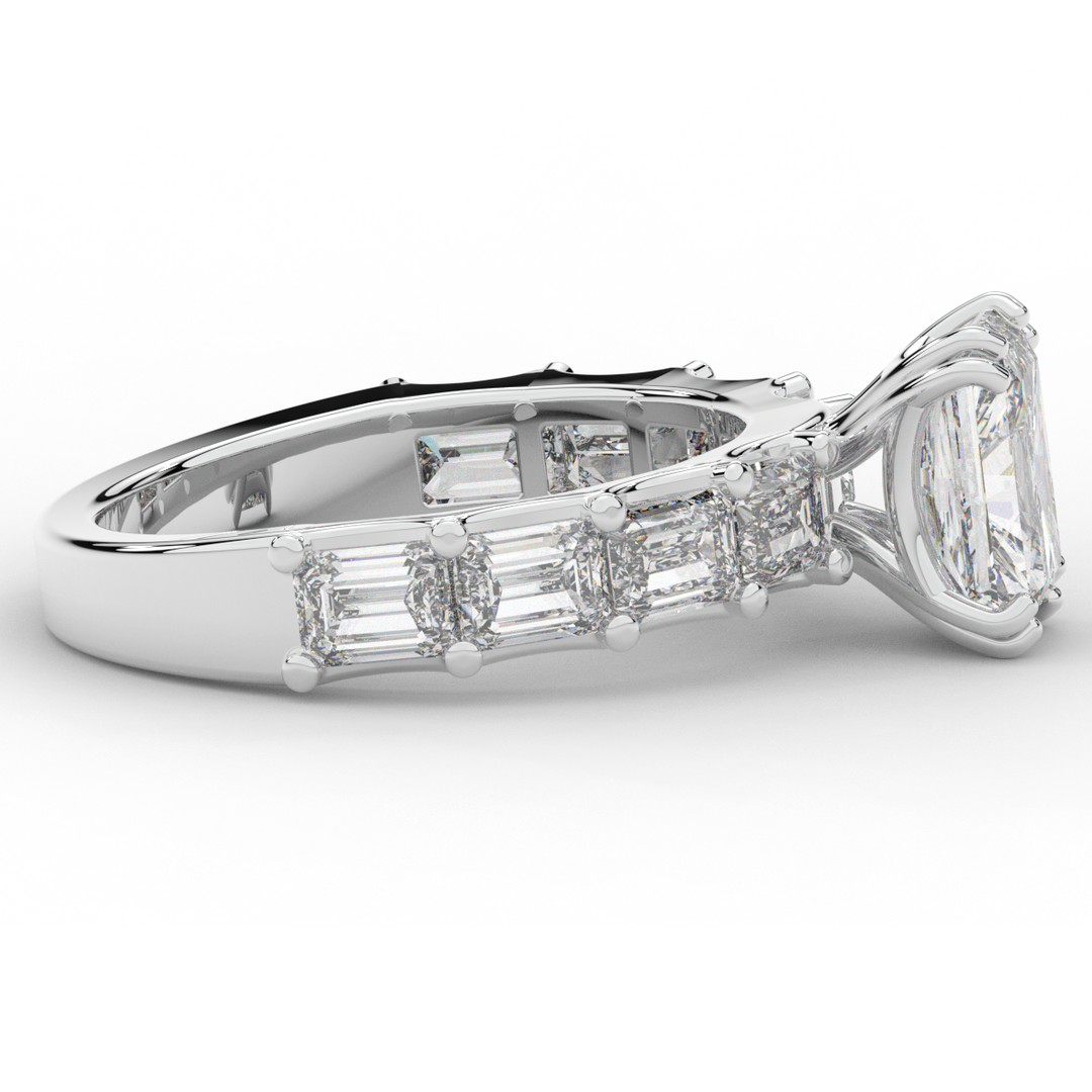 3.75CT.TW RADIANT LAB DIAMOND SOLITAIRE ENGAGEMENT RING - Nazarelle