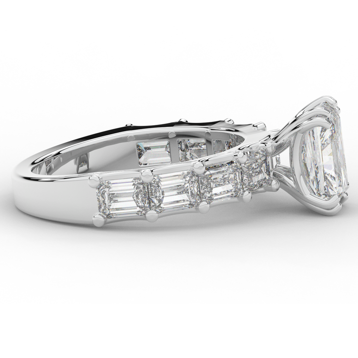 3.75CT.TW RADIANT LAB DIAMOND SOLITAIRE ENGAGEMENT RING - Nazarelle