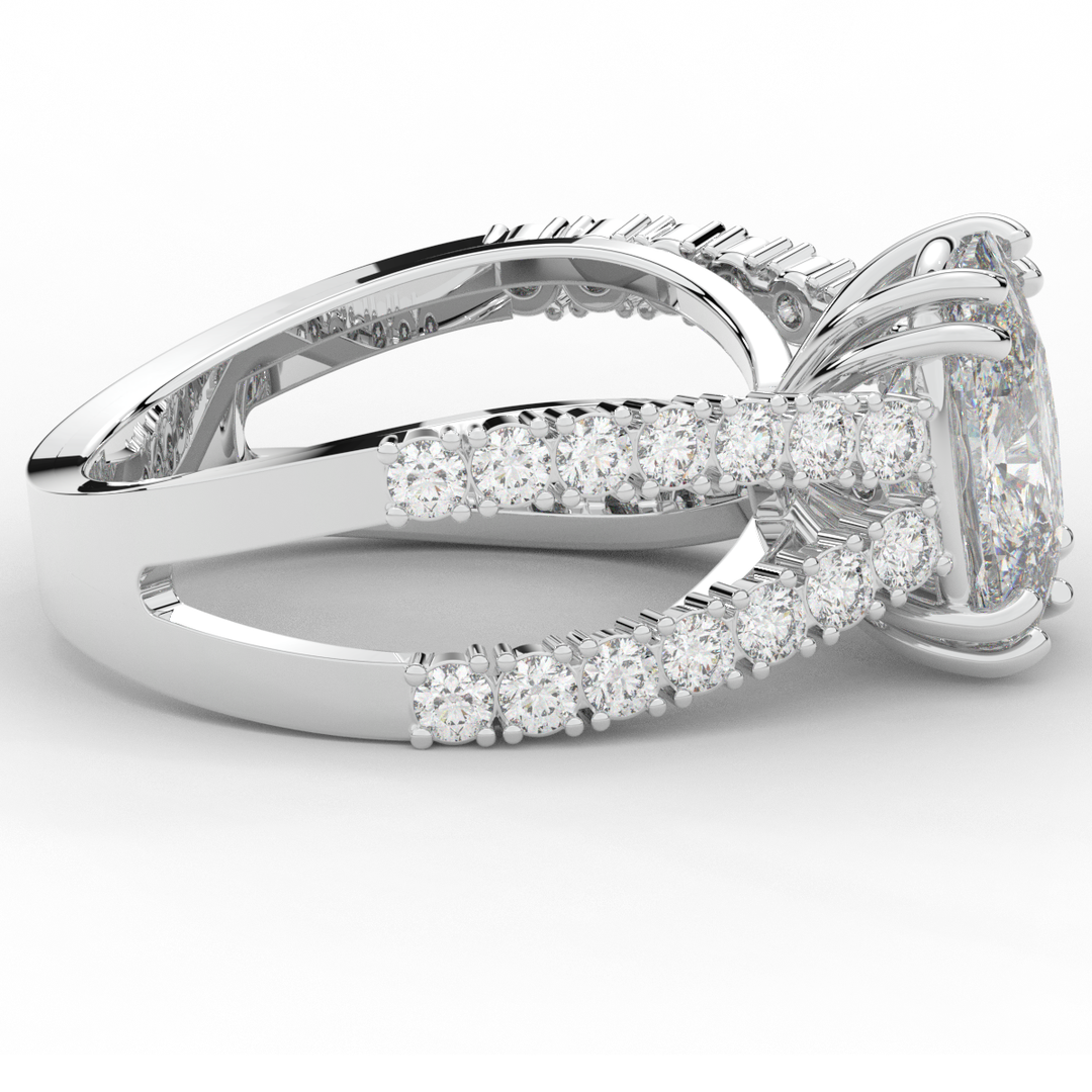 3.75CT.TW CUSHION LAB DIAMOND SPLIT BAND ENGAGEMENT RING - Nazarelle