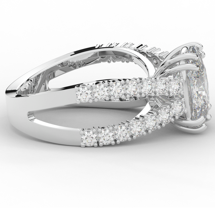 3.75CT.TW CUSHION LAB DIAMOND SPLIT BAND ENGAGEMENT RING - Nazarelle
