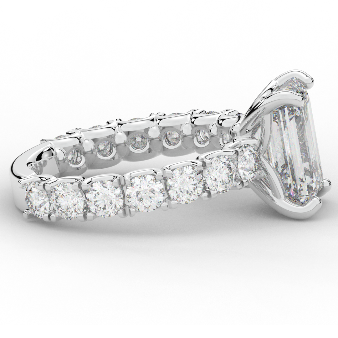 4.35CT.TW EMERALD CUT LAB DIAMOND ENGAGEMENT RING - Nazarelle