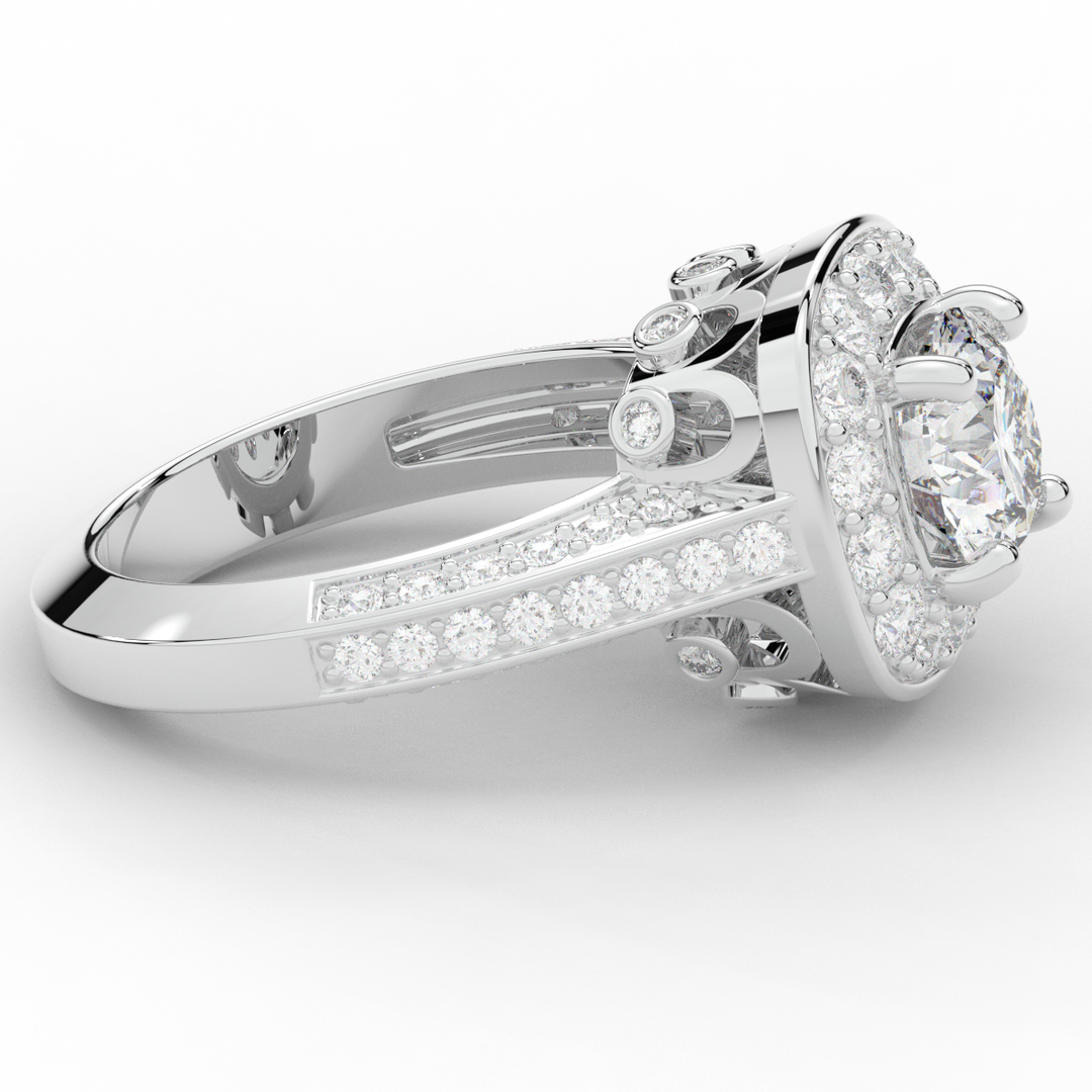 1.50CT.TW ROUND LAB DIAMOND HALO ENGAGEMENT RING - Nazarelle