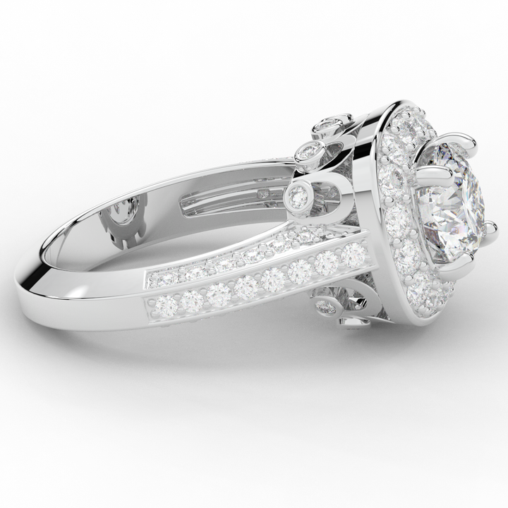 1.50CT.TW ROUND LAB DIAMOND HALO ENGAGEMENT RING - Nazarelle