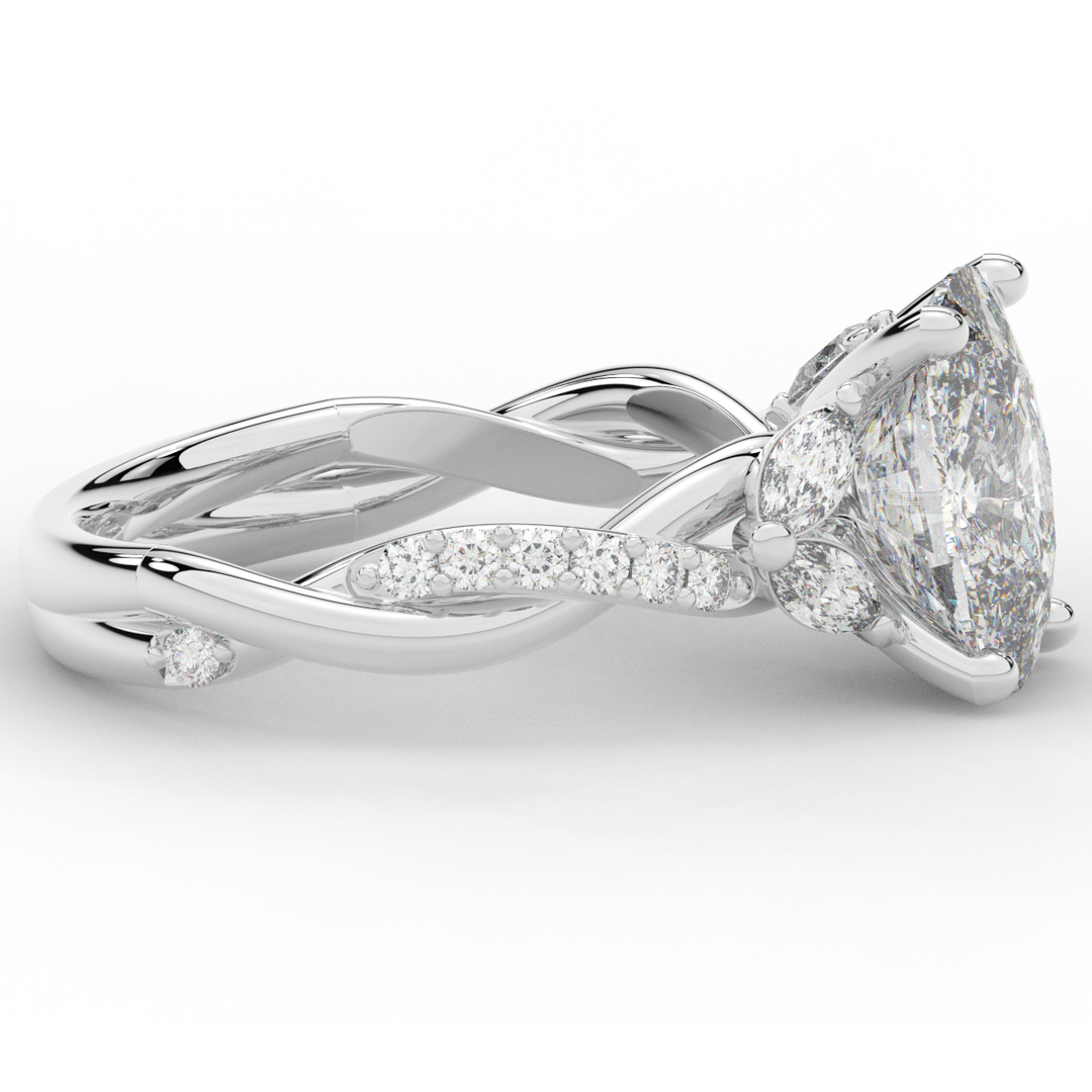 2.40CT.TW CUSHION LAB DIAMOND TWIST BAND ENGAGEMENT RING - Nazarelle