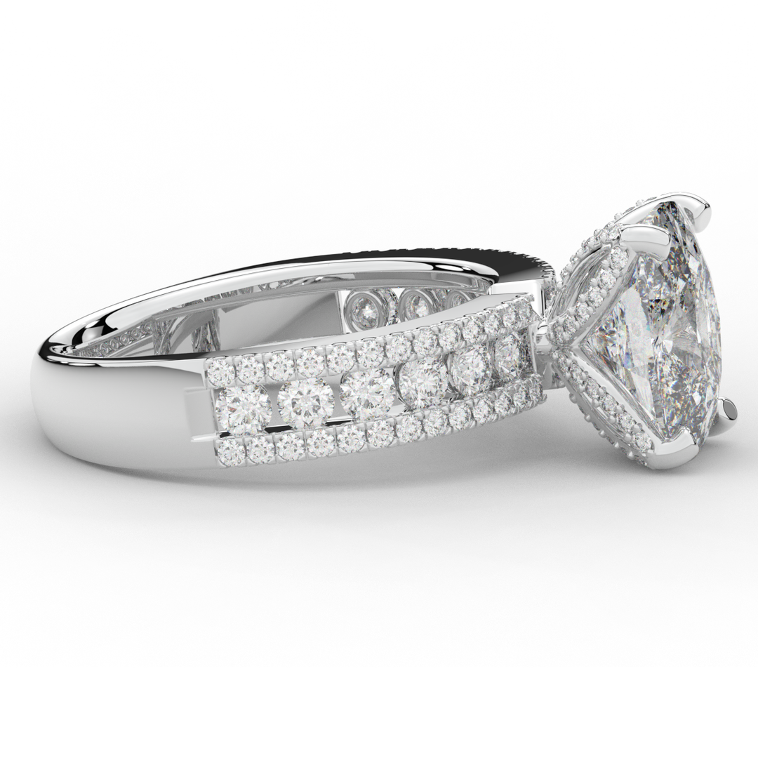 3.95CT.TW CUSHION LAB DIAMOND SOLITAIRE ENGAGEMENT RING - Nazarelle