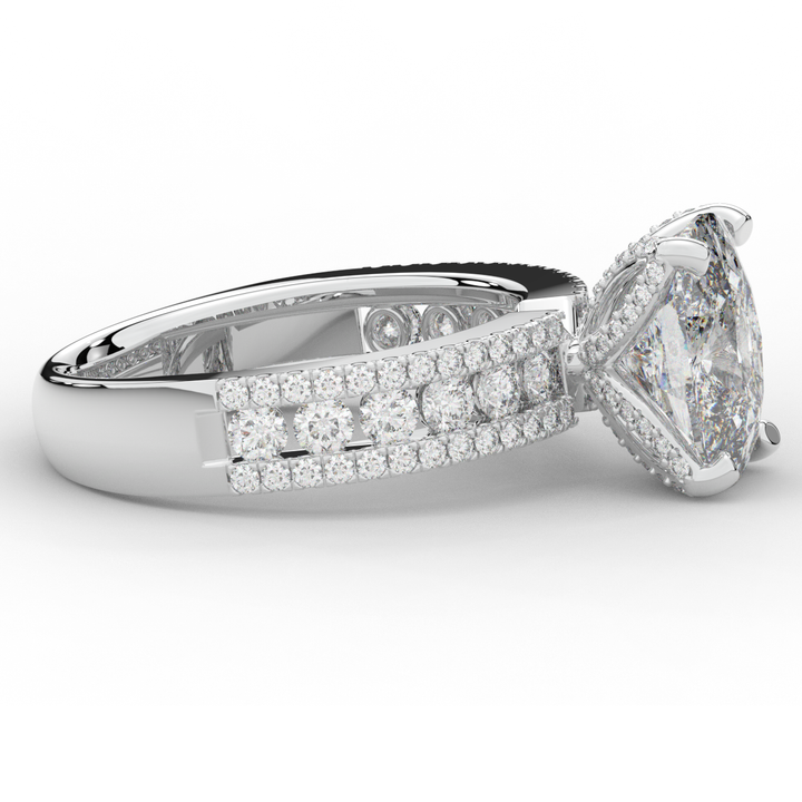 3.95CT.TW CUSHION LAB DIAMOND SOLITAIRE ENGAGEMENT RING - Nazarelle