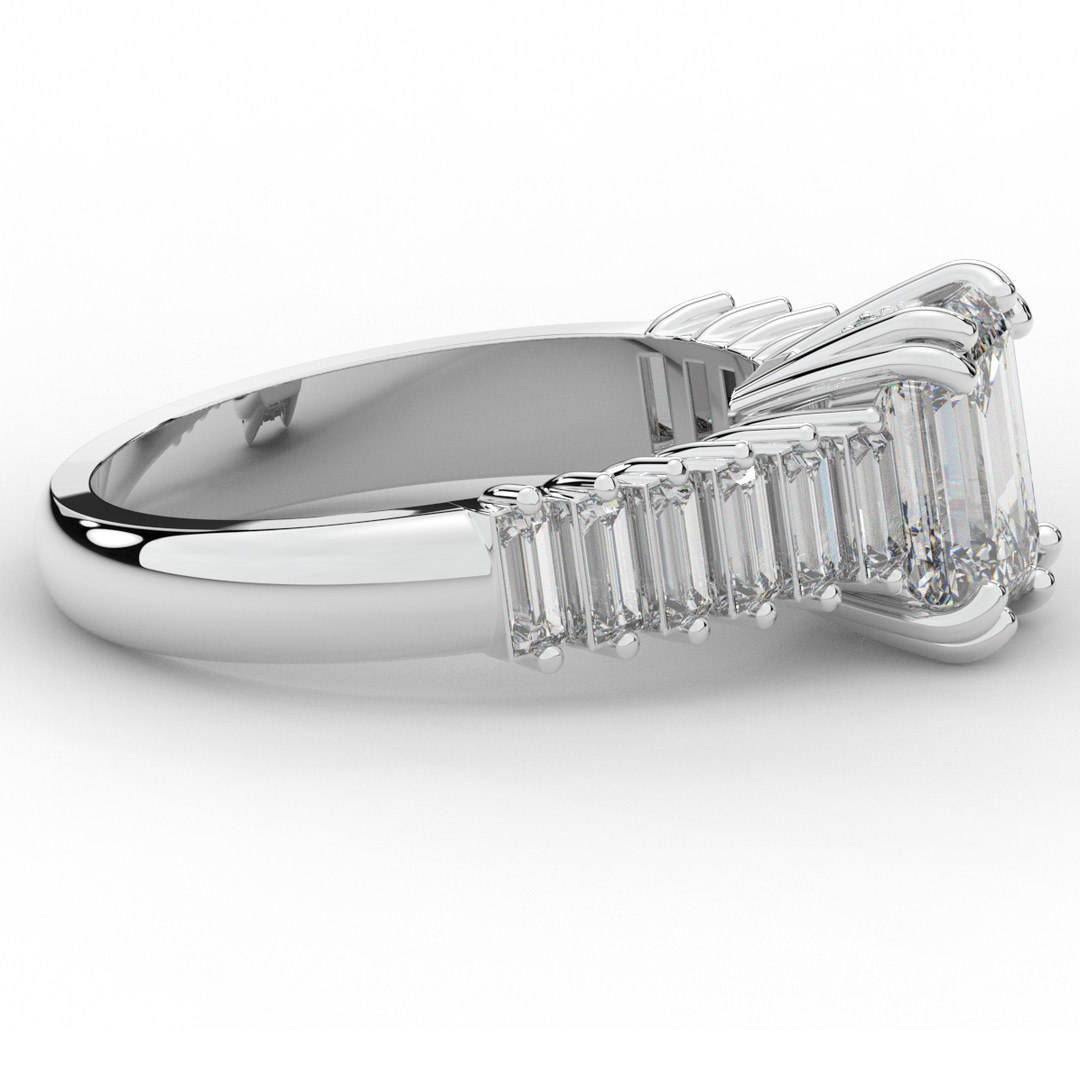 2.60CT.TW EMERALD CUT LAB DIAMOND ENGAGEMENT RING - Nazarelle
