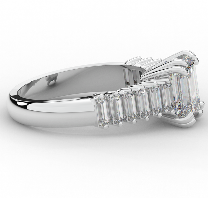 2.60CT.TW EMERALD CUT LAB DIAMOND ENGAGEMENT RING - Nazarelle