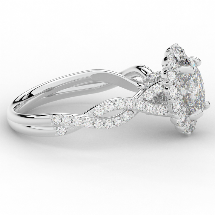 1.75CT.TW OVAL LAB DIAMOND HALO TWIST BAND ENGAGEMENT RING - Nazarelle