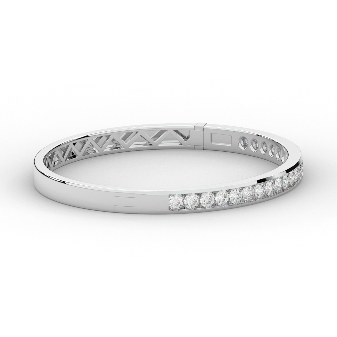 2.75CT.TW ROUND LAB CHANNEL SET DIAMOND BANGLE - Nazarelle