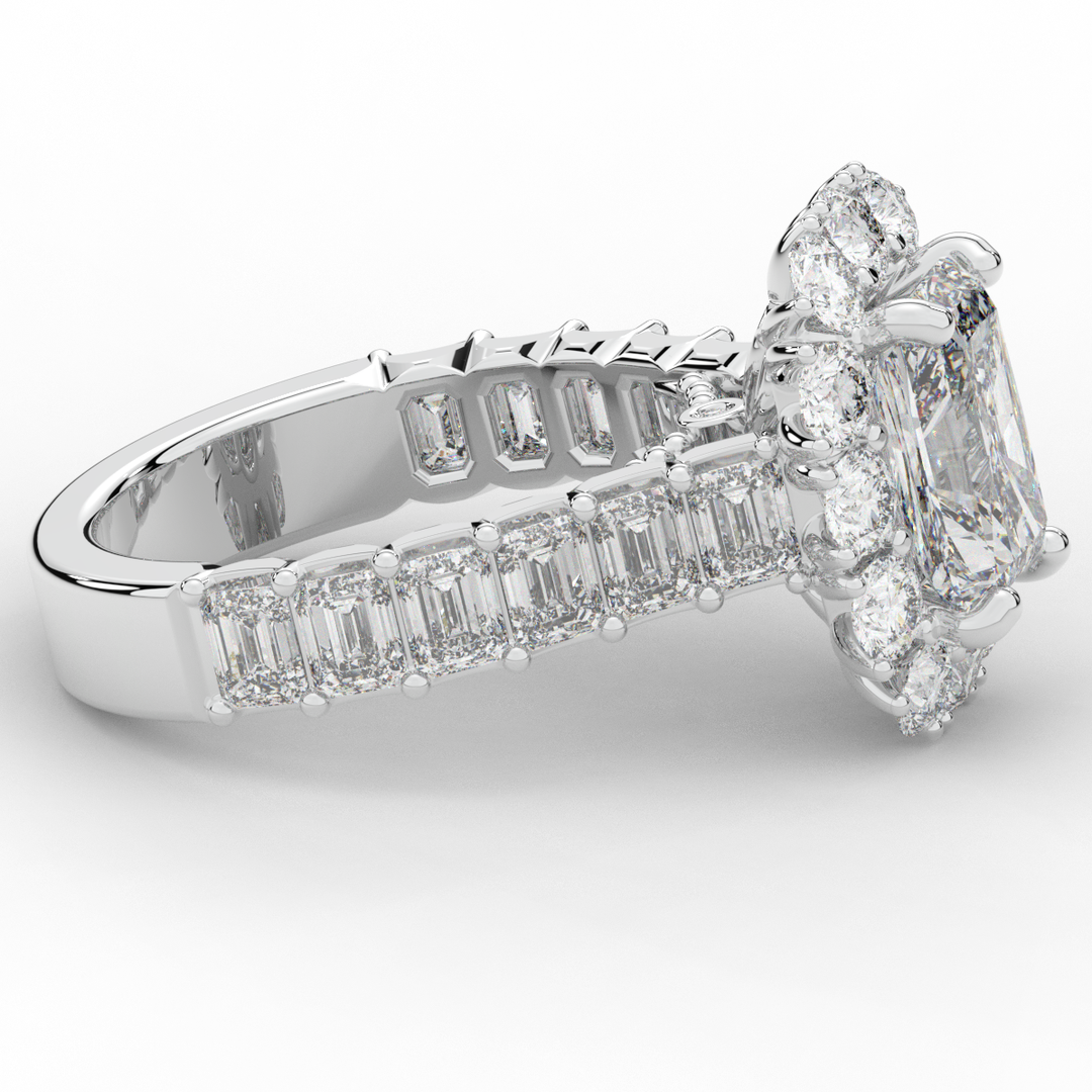 6.00CT.TW RADIANT LAB DIAMOND HALO ENGAGEMENT RING - Nazarelle