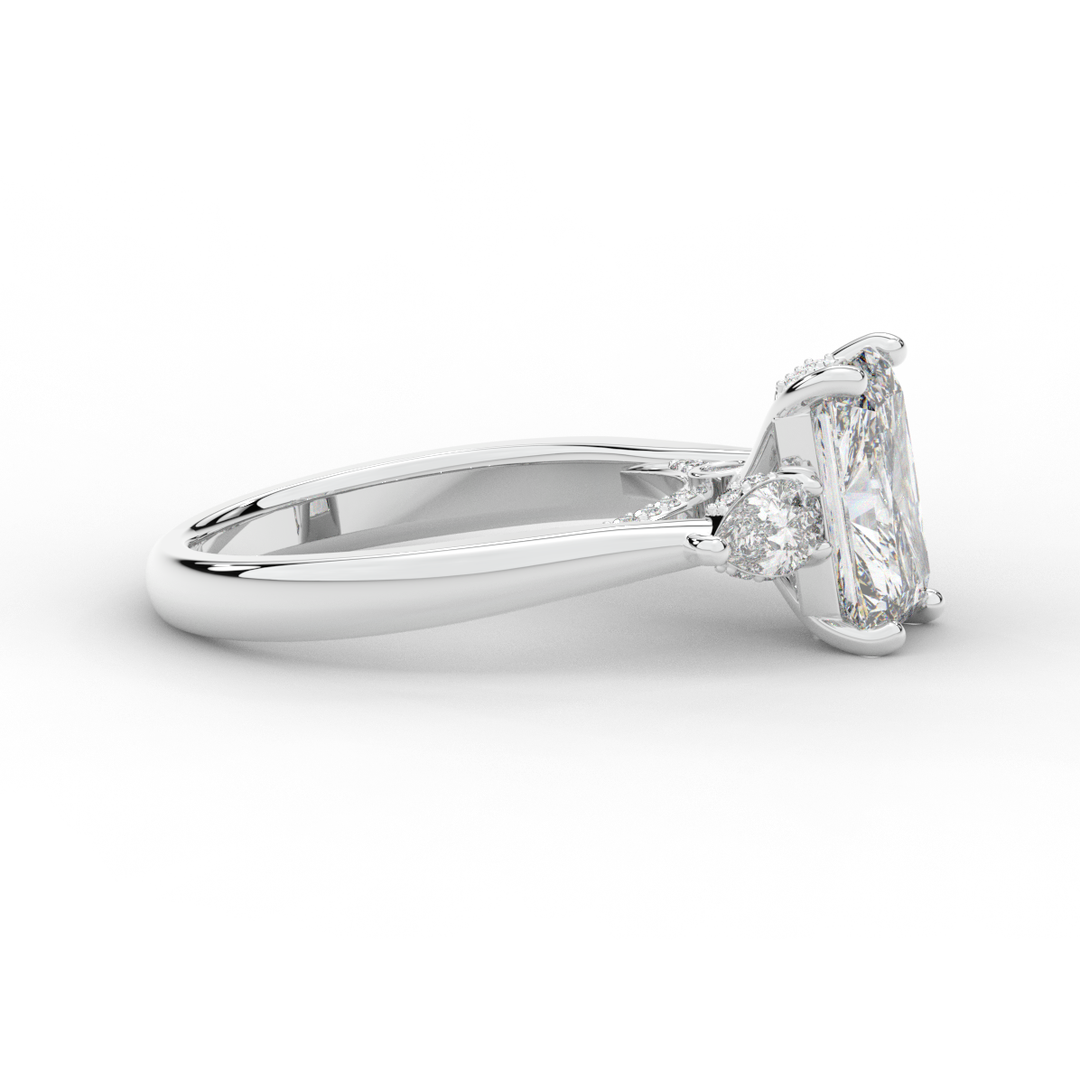 2.40CT.TW RADIANT LAB DIAMOND 3 STONE ENGAGEMENT RING - Nazarelle