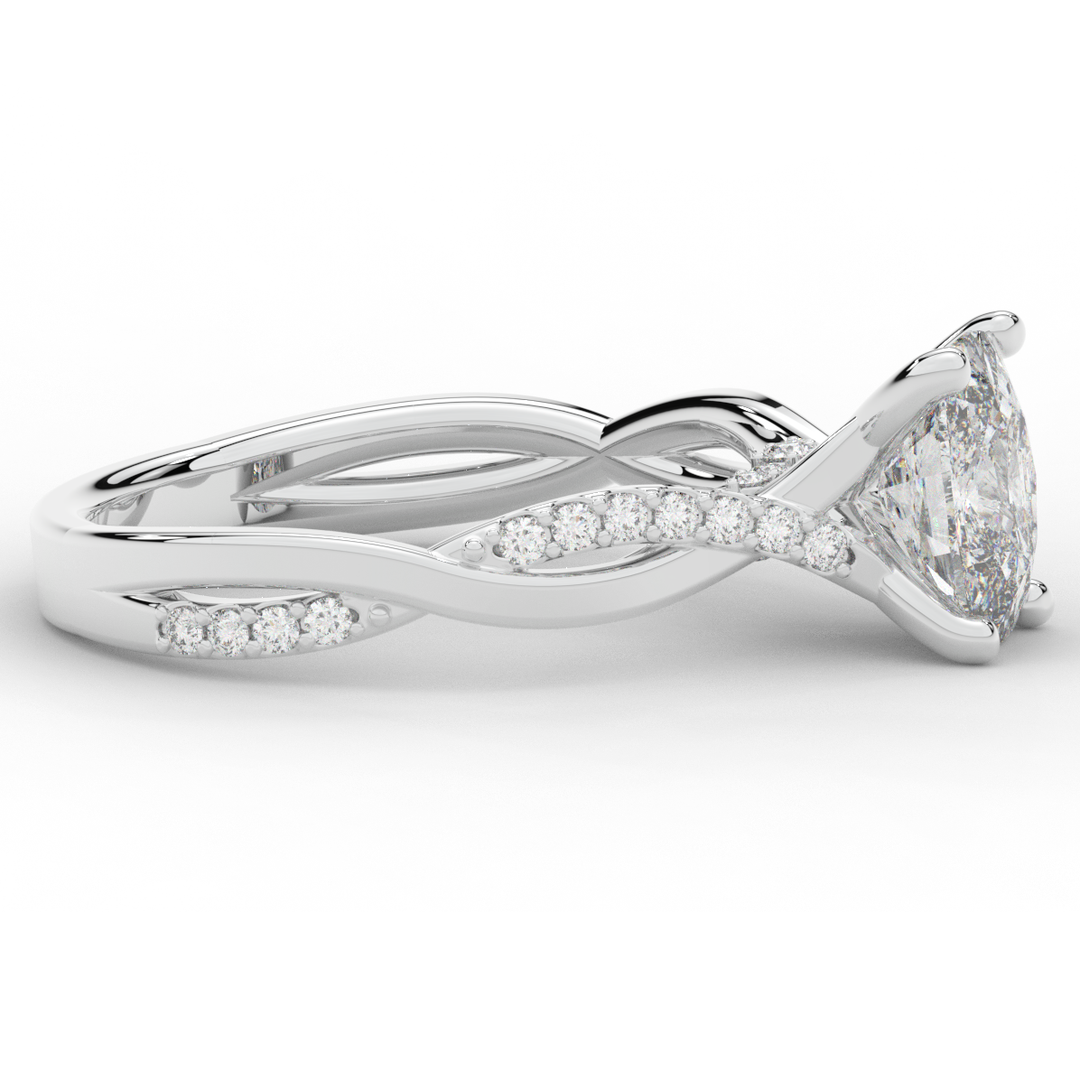 1.70CT.TW CUSHION LAB DIAMOND TWIST BAND ENGAGEMENT RING - Nazarelle