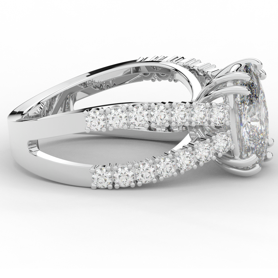 3.75CT.TW CUSHION LAB DIAMOND SPLIT BAND ENGAGEMENT RING - Nazarelle