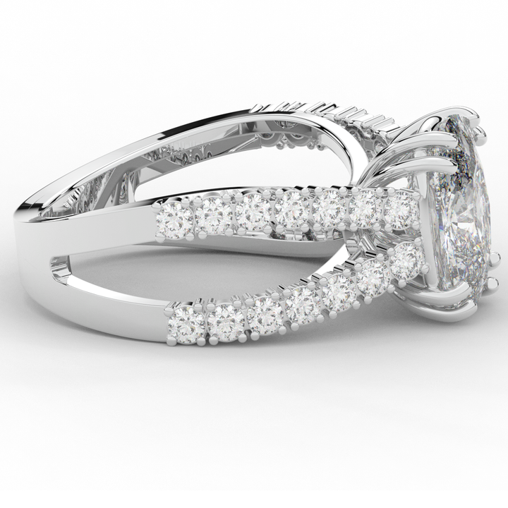 3.75CT.TW CUSHION LAB DIAMOND SPLIT BAND ENGAGEMENT RING - Nazarelle