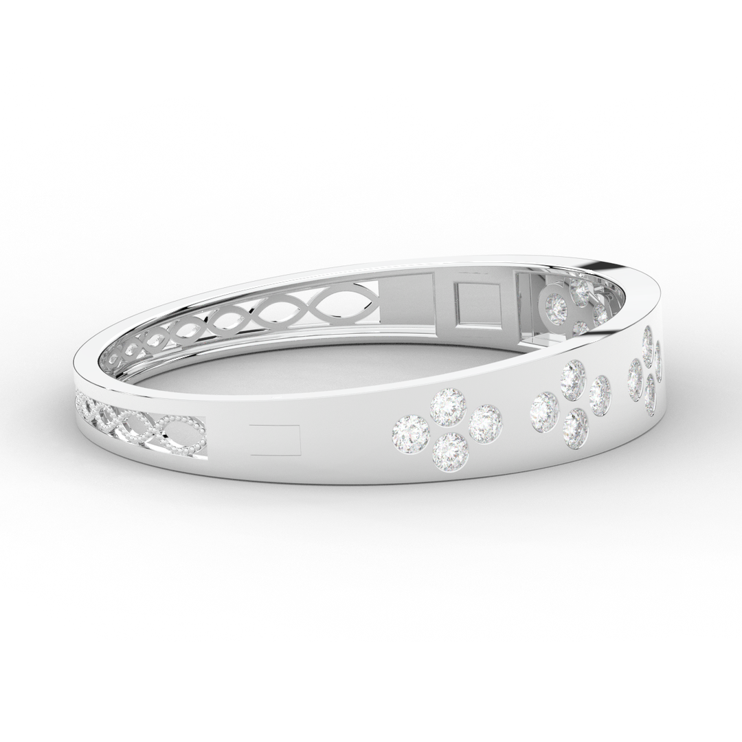 4.10CT.TW ROUND LAB DIAMOND BEZEL SET BANGLE - Nazarelle