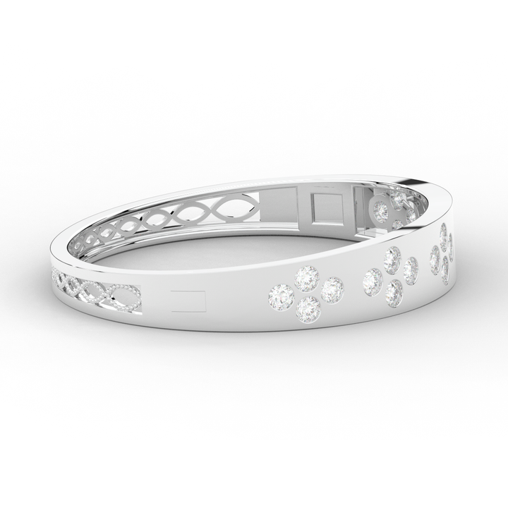 4.10CT.TW ROUND LAB DIAMOND BEZEL SET BANGLE - Nazarelle