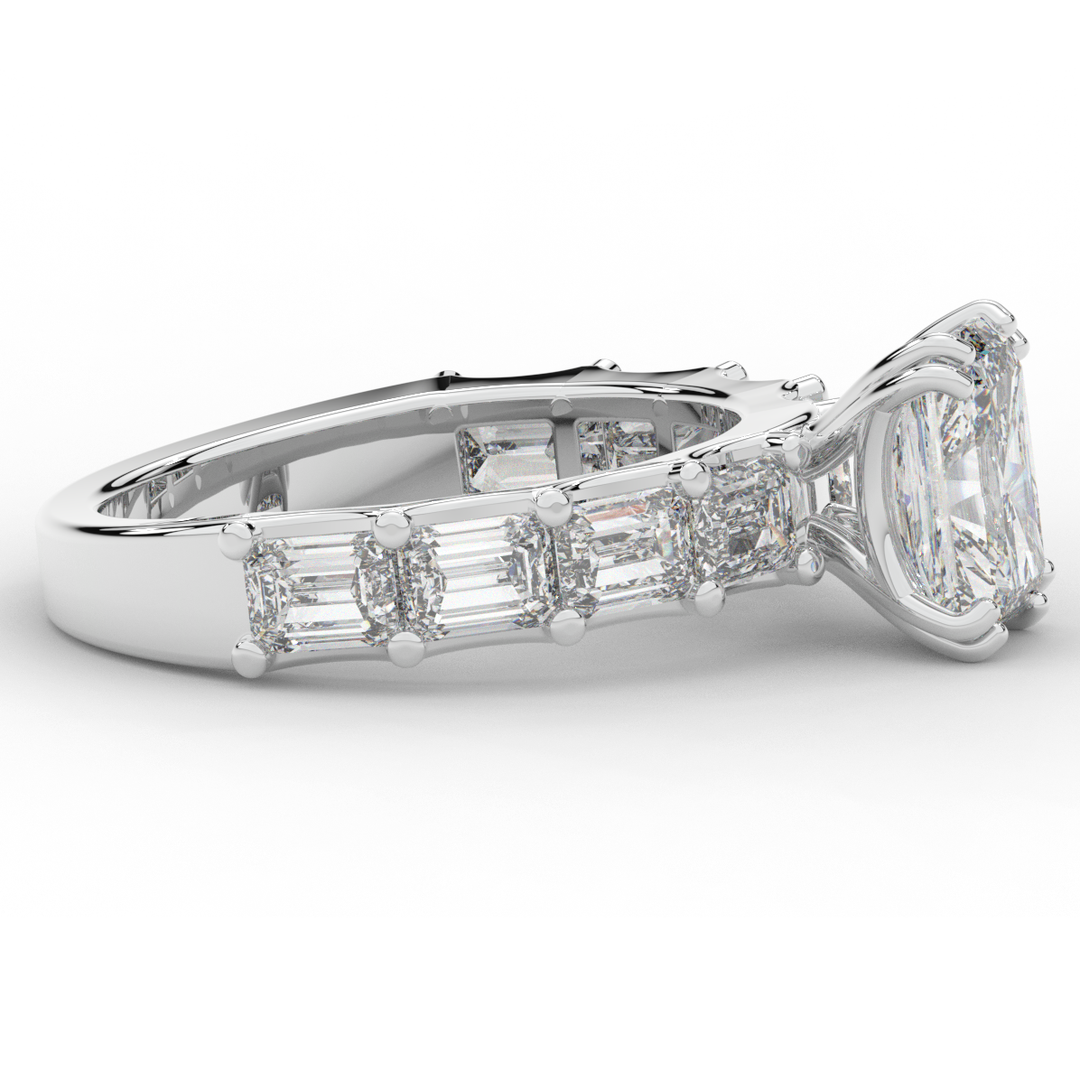 3.75CT.TW RADIANT LAB DIAMOND SOLITAIRE ENGAGEMENT RING - Nazarelle