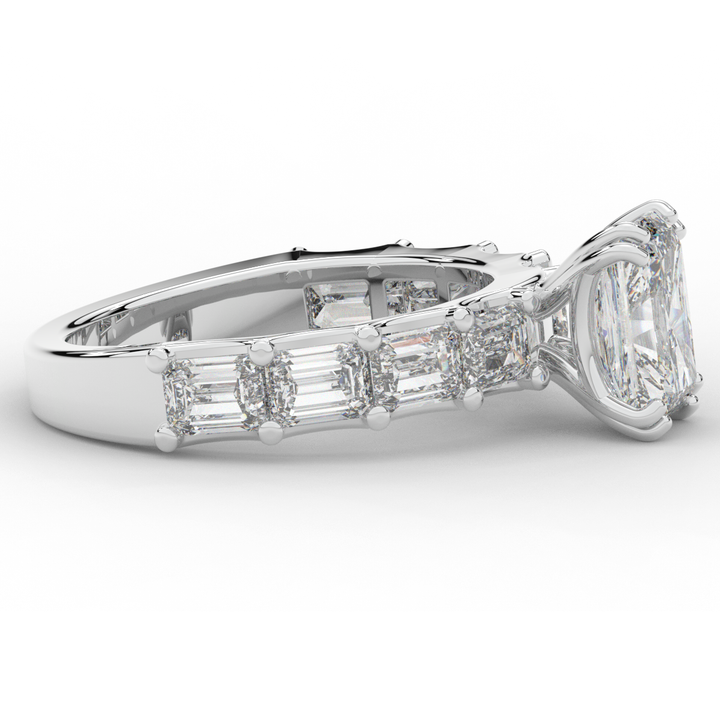 3.75CT.TW RADIANT LAB DIAMOND SOLITAIRE ENGAGEMENT RING - Nazarelle