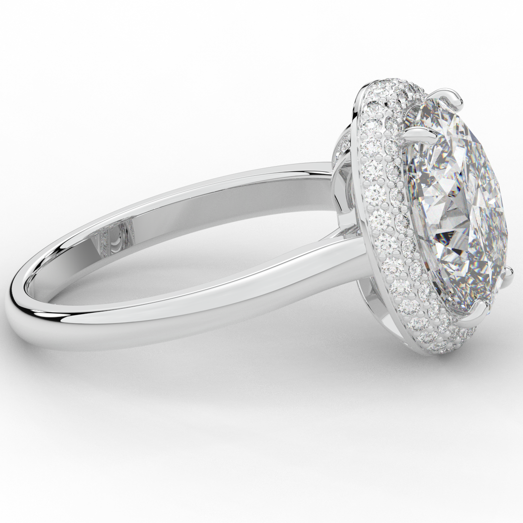 4.40CT.TW OVAL LAB DIAMOND HALO ENGAGEMENT RING - Nazarelle