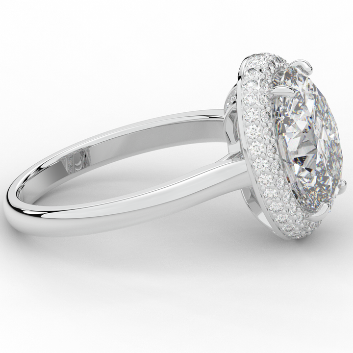 4.40CT.TW OVAL LAB DIAMOND HALO ENGAGEMENT RING - Nazarelle