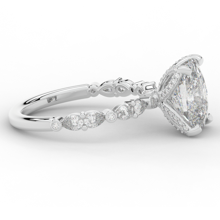3.60CT.TW CUSHION LAB DIAMOND SOLITAIRE ENGAGEMENT RING - Nazarelle
