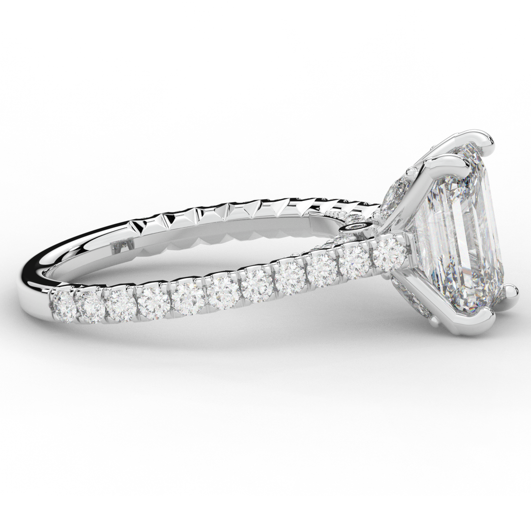 2.70CT.TW EMERALD CUT LAB DIAMOND SOLITAIRE ENGAGEMENT RING - Nazarelle