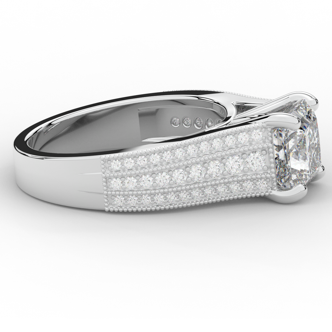 3.55CT.TW PRINCESS LAB DIAMOND ENGAGEMENT RING - Nazarelle