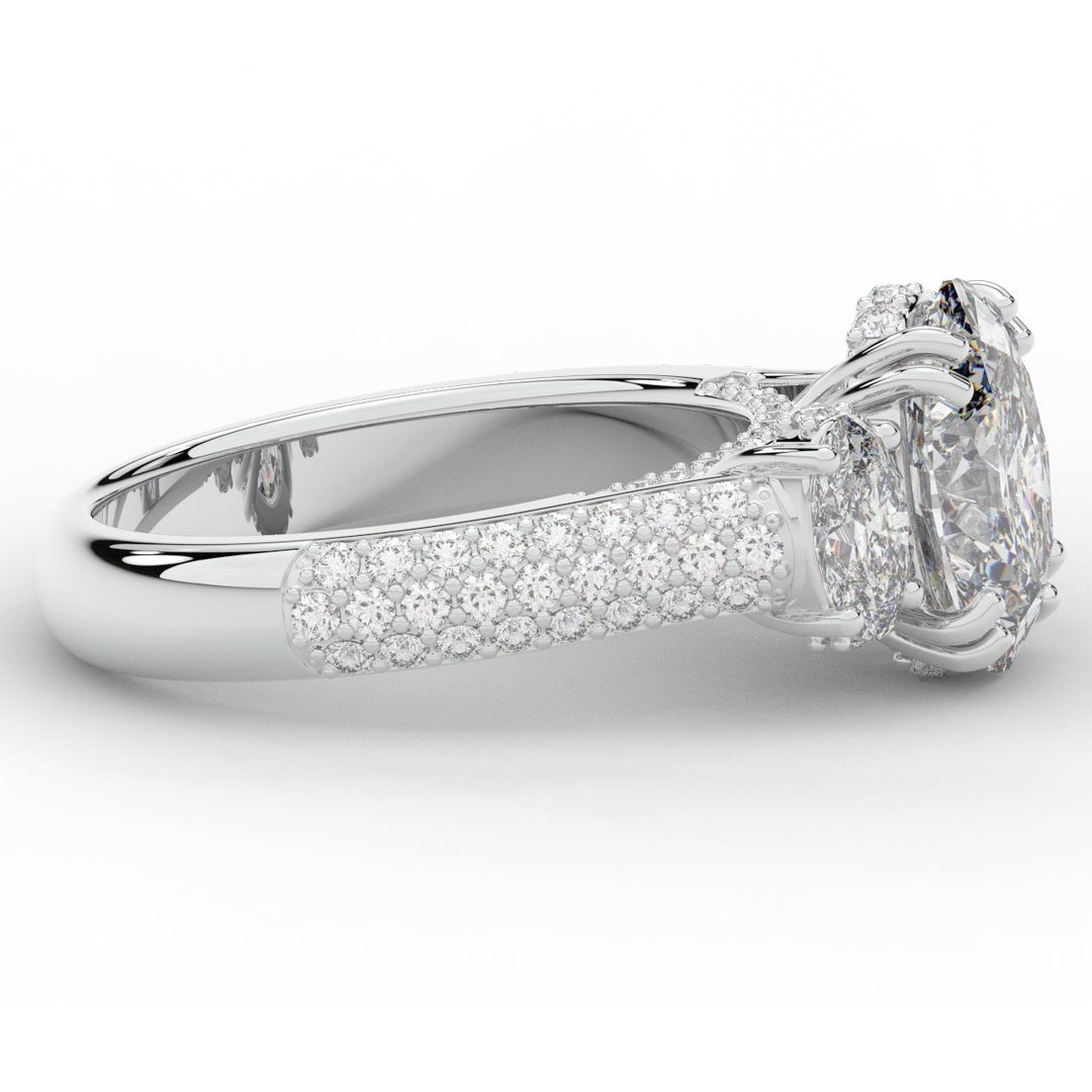 3.70CT.TW OVAL LAB DIAMOND 3 STONE ENGAGEMENT RING - Nazarelle