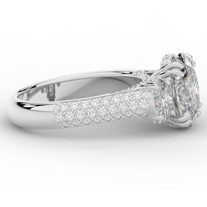 3.70CT.TW OVAL LAB DIAMOND 3 STONE ENGAGEMENT RING - Nazarelle